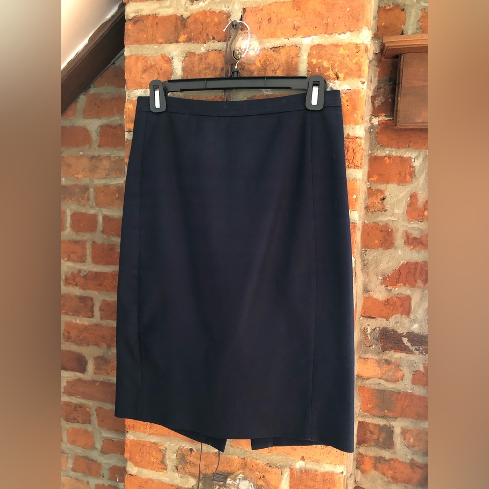 J Crew Number 2 Pencil Skirt Navy Cotton